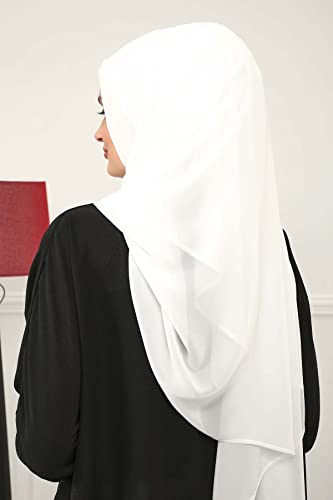 Aisha's Design Instant Chiffon Shawl for Women Modesty Turban Hijab Head Wrap Ready to Wear Women Headscarf - color: Ivory