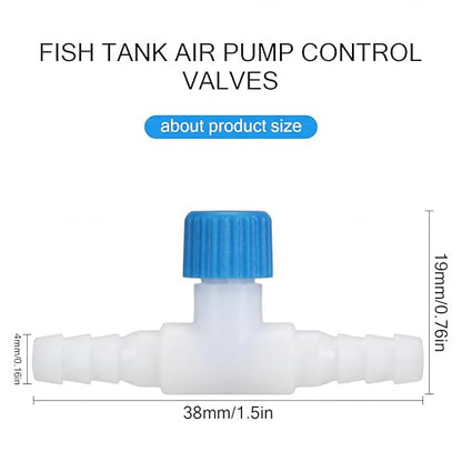 Honoson 30 Pieces Aquarium Air Control Valve T Shaped Air Pump Control Valves Single Way Plastic Flow Regulator for 4 mm Hose Line Tubing Connector(Blue and White) - color: Blue and White