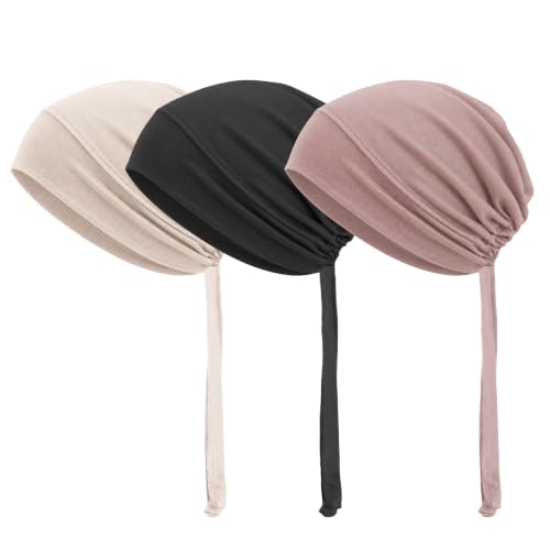 3 Pcs Cotton Hijab Undercaps for Women, Hijab Caps Comfortable Islamic Muslim Under Hijabs Cap Inner Under Scarf Hijabs for Women Muslim