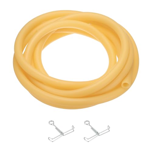 PATIKIL Rubber Tubing, 14mmx18mmx5m Tubing Tube with Hose Clamps, Soft Hose Line Pipe for Multipurpose Industrial Aquarium, Yellow - size: 14mmx18mmx5m