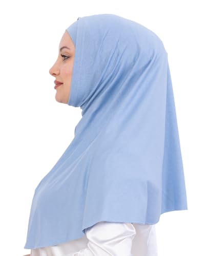 Prien Instant Hijab For Women, Muslim Long Scarf, Undercap Turban Set, Turkish Islamic Clothing, Prayer Clothes For Abaya - color: Light Blue