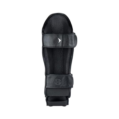 Lancer Leather Shin Guards Instep for Muay Thai - color: Black, size: Medium