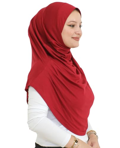 Prien Ready To Wear Hijab For Women, Instant Turban, Soft Muslim Scarf For Prayer, Long Hijabs, Islamic Clothes, Jersey Abaya - color: Burgundy