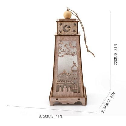 Eforcase Ramadan Lantern Hanging Decorations Wood Table Lamp Ramadan Kareem Tabletop Moon Palace Night Lights Ramadan Decorations Eid Mubarak Ornaments Tabletop Centerpiece Decor Decorative Lamp