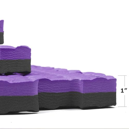 Xspec 1" Extra Thick 48 sq ft Reversible EVA Gym Foam Floor Mat Tiles (24" x 24"), Steel Pattern, 12 pcs, Black/Purple - color: Black/Purple
