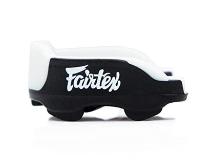 Fairtex MG3 Gel Mouth Guard, Adult, BPA Free Muay Thai MMA Gum Protection | Thermoplastic moldable liner with heavy-duty rubber shock frame. Dual-layer dental shield absorbs impacts in the ring - color: Black