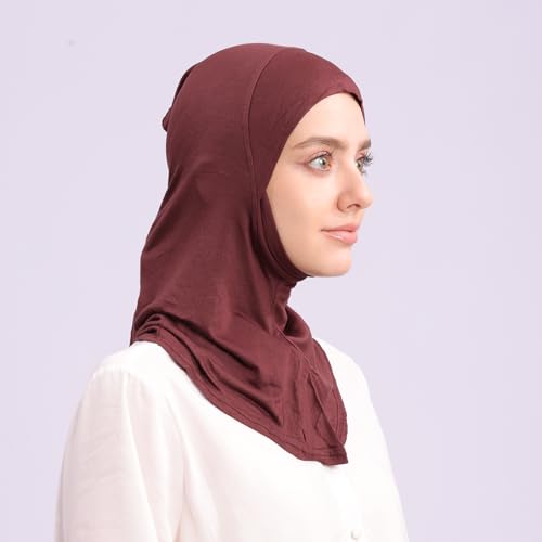 Modal Jersey Muslim Amira Instant Hijab Scarf for Women Jersey Hijab Undercaps - color: Brown
