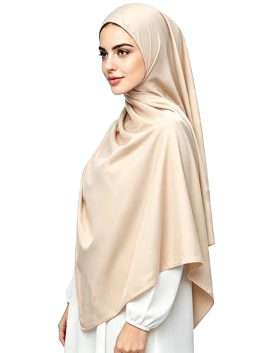 Lina & Lily Luxury Satin Hijab Head Scarf Shawl Wrap for Muslim Women Extra Long - color: Champagne