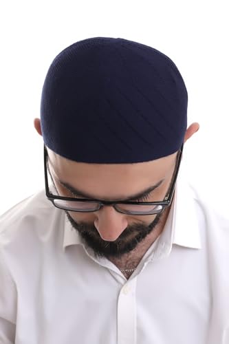 ihvan online Kufi Hats for Men, Taqiya, Takke, Turkish Muslim Winter Woven Caps, Peci, Islamic Prayer Skullcap, Islamic Gifts - color: Dark Blue