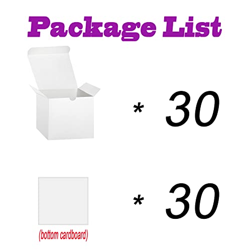 Bonfasvo Gift Boxes 30 Pack 4x4x4 inches White Fold Kraft Paper Boxes Bridesmaids Proposal Box Cupcake Boxes Easy Assemble Boxes with Lids for Wedding Birthday Party Christmas - color: 4x4x4 Inch (White)-30 Pack