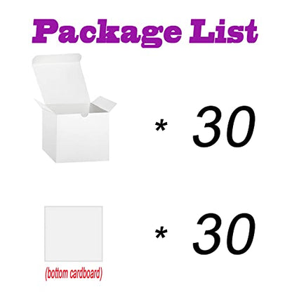 Bonfasvo Gift Boxes 30 Pack 4x4x4 inches White Fold Kraft Paper Boxes Bridesmaids Proposal Box Cupcake Boxes Easy Assemble Boxes with Lids for Wedding Birthday Party Christmas - color: 4x4x4 Inch (White)-30 Pack