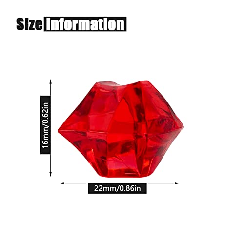 Vase Fillers,150 pcs 16 * 22 mm Red Fake Crushed Ice Cubes, Red Plastic Artificial Acrylic Rocks Acrylic Decor - color: Red-16*22mm-150pcs