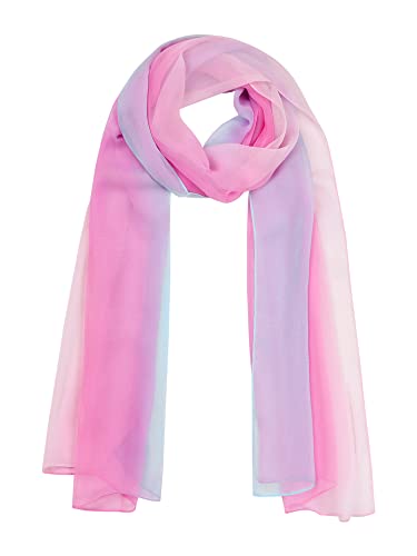 uxcell Women'sChiffon Sheer Long Scarf Silky Gradient Party - color: Pink Blue
