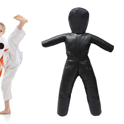Kids Grappling Dummy Judo Dummy Bag Unfilled 120cm Boxing Dummy Cover Thickened for Kickboxing - color: Black