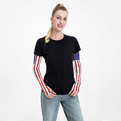Arm Sleeves Outdoor Garden Sports Cooling Sun Sleeve for Women Men Farm - color: American Flag