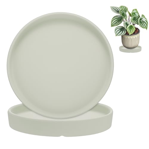 M METERXITY 2-Pack Plant Saucers, 6.3 Inch ID Anti-Rot Root Ceramic Flower Pot Plant Saucers for Indoor/Outdoor, Round Flowerpot Drip Tray [6.9 Inch OD, Gray] - color: Gray, size: 6.3 Inch