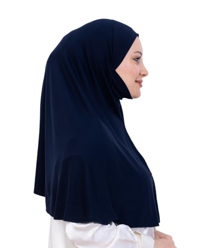 Prien Easy To Wear Hijab For Women, Muslim Instant Turban With Niqab, Islamic Clothes, Soft Scarf For Prayer, Abaya, Khimar - color: Navy Blue
