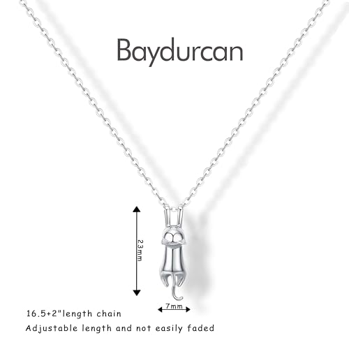 Baydurcan 여성용 실버 목걸이, 악마의 눈 앙크 리본 목걸이, 친구 자매 생일 Just Because 크리스마스 선물 - style: 고양이