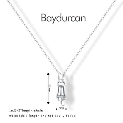 Baydurcan 여성용 실버 목걸이, 악마의 눈 앙크 리본 목걸이, 친구 자매 생일 Just Because 크리스마스 선물 - style: 고양이