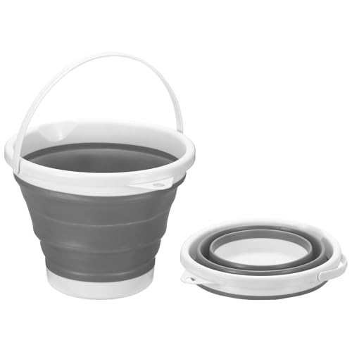 uxcell Collapsible Bucket, 0.8 Gallon (3L) Small Foldable Bucket, Portable Water Pail Round Tub Cleaning Tools with Handle for RV Camping Household Garden Fishing Car Wash, Gray - color: Gray
