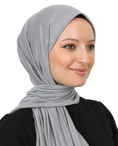 Prien Hijab for Women Viscose Scarf Lightweight Muslim Hijabs Long Shawl Islamic Scarves Turkey Silk Headscarf for Womens - color: Grey