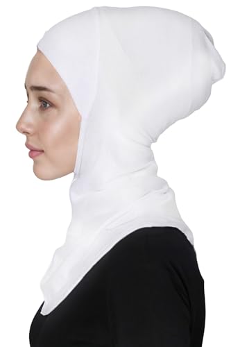 Lina & Lily Modal Jersey Full Coverage Ninja Hijab Undercap with Neck Cover for Muslim Women - color: White