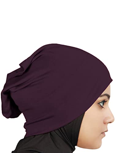 MyBatua Women's 2-Piece Al-Amira Hijab with Under Scarf/Cap/Bonnet in Soft Viscose Jersey, Ready to Wear HJ-129 - color: Dark Burgundy