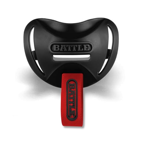 Battle Sports Speedtab F7 Football Mouthguard, Black | No-boil design ready to use out of the package, Braces compatible, Pull tab finger strap for quick removal, Secure fit - color: Black