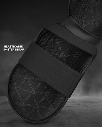 RDX Shin Guards Kickboxing Muay Thai, SATRA SMMAF Approved, Premium Maya Hide Leather, Leg Instep Protection Pads, MMA Martial Arts Kicking Sparring Training Gear, BJJ Karate Boxing Taekwondo, Black - color: Blue, size: Small
