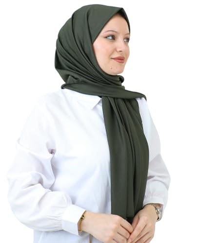 Prien Hijab For Women Muslim Lightweight Scarf Head Scarves For Girls Islamic Long Headscarf Chiffon Shawl Prayer Set Ramadan - color: Khaki