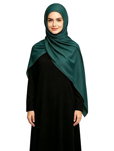 Lina & Lily Non-see-through Premium Jersey Maxi Hijab Head Scarf Wrap for Muslim Women - color: Dark Green