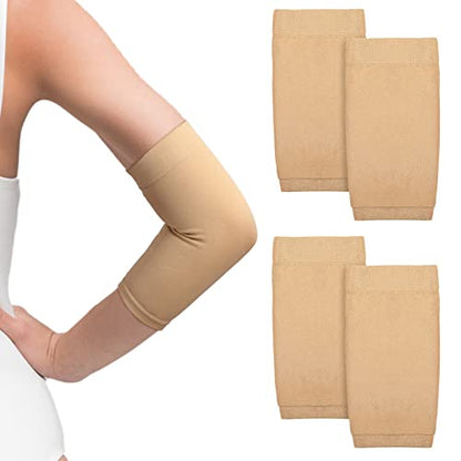 Vicenpal 2 Pairs Tattoo Cover up Sleeve Forearm Arm Sleeves for Women Men Compression Tattoo Upper Arm Cover(Nude) - color: Nude