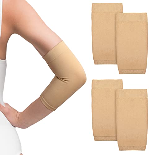 Vicenpal 2 Pairs Tattoo Cover up Sleeve Forearm Arm Sleeves for Women Men Compression Tattoo Upper Arm Cover(Nude) - color: Nude