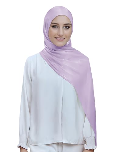 Lina & Lily Sheen Shimmer Women's Crepe Scarf Shawl Wrap Head Hijab Lightweight - color: Lavender