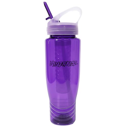 Ninja Kidz Official Kids Water Bottle with Straw, Reusable Water Bottle with Handle, Leak-Resistant, Insulated, Durable, Great for Sports, Official Merch, 0.5 liters, Purple - color: Purple