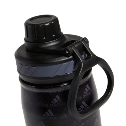 adidas Stainless Steel Metal Water Bottle 20 oz (600 mL) Screw Cap - color: Bos Mini Monogram Black/Black/Onix Grey
