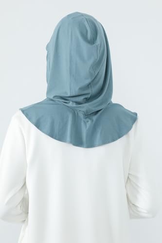 Aisha's Design Full Coverage Cotton Bonnet Hijab with Visor Modest Underscarf Bonnet - color: Dark Mint