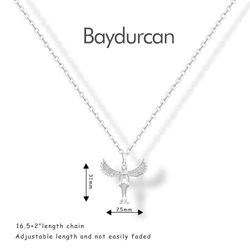 Baydurcan 여성용 실버 목걸이, 악마의 눈 앙크 리본 목걸이, 친구 자매 생일 Just Because 크리스마스 선물 - style: 천사