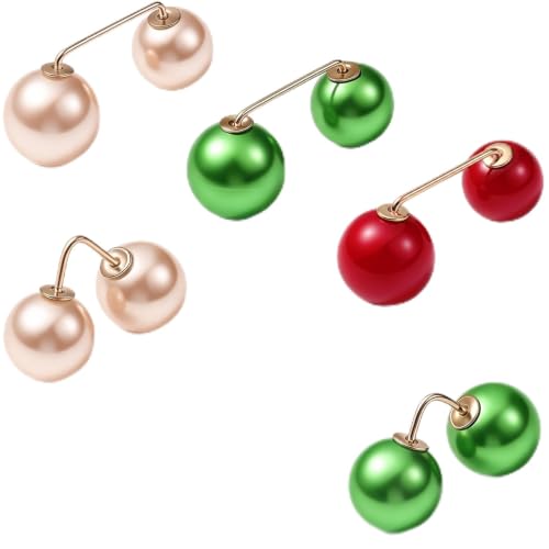 WILLBOND 6 Pcs Pearl Brooch Pins for Women - color: Green,Red,Gold