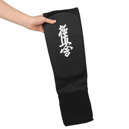 SUPVOX Martial Arts Shin Guards with Thick Eva Padding, Kickboxing and Karate Sparring Protective Leg Pads, Black L Size Pair for MMA Training and Muay Thai Shin Protection