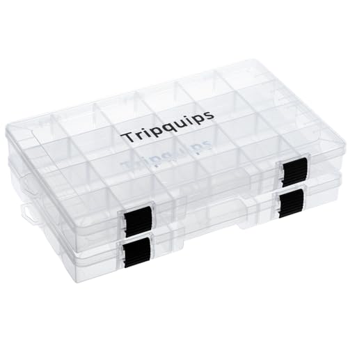Tripquips 3600 Tackle Trays, Plastic Storage Organizer Box with Removable Dividers - Tackle Boxes - Fishing Tackle Storage - 3700 Tackle Trays - 2 Packs/4 Packs Box Organizer - color: 3700(2 packs)
