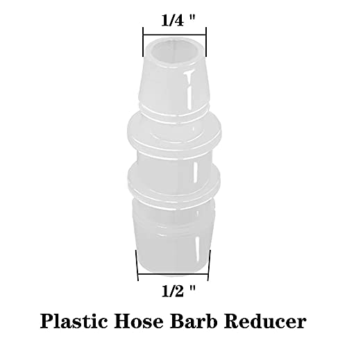 1/2" to 1/4" Hose Barb Reducer Pipe Fittings Adapter Plastic Joint connector Splicer Mender for Aquarium Household Transport Fuel Gas Liquid Air (Pack of 4) - size: 1/2"-1/4"
