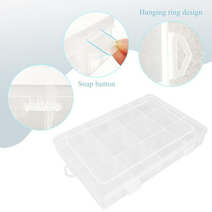 ZUFECY Small Fishing Tackle Box, 12 Clear Plastic Parts Organizer with Adjustable Dividers, Transparent Organizer Tray Organizers and Storage Box for Tackle Bead