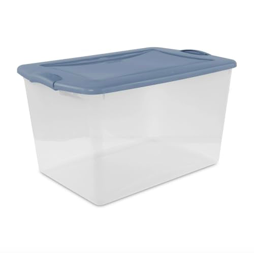 Clear/Light Blue 6-Pack 66 Qt Plastic Storage Bins with Secure Latching Lids, Stackable Heavy-Duty Storage Boxes for Camping Gear, Sports Equipment, Tools & Home Organization - Home Organizer