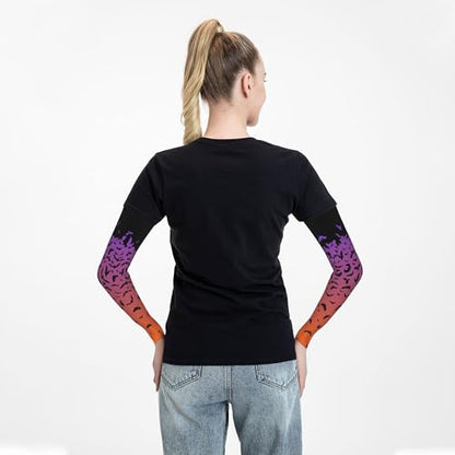 Arm Sleeves Outdoor Garden Sports Cooling Sun Sleeve for Women Men Farm - color: Bats