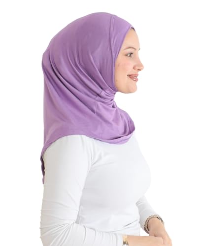 Prien Sport Instant Hijab For Women, Muslim Cotton Turban, Soft Head Scarf, Ready To Wear Hijabs Prayer Clothes, Islamic Wear - color: Lilac