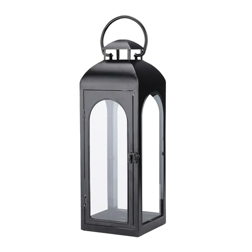 Bdor 20 Inch Outdoor Indoor Lantern Decor Black Metal Candle Lantern 1 Pack - color: Black, size: 20 Inch