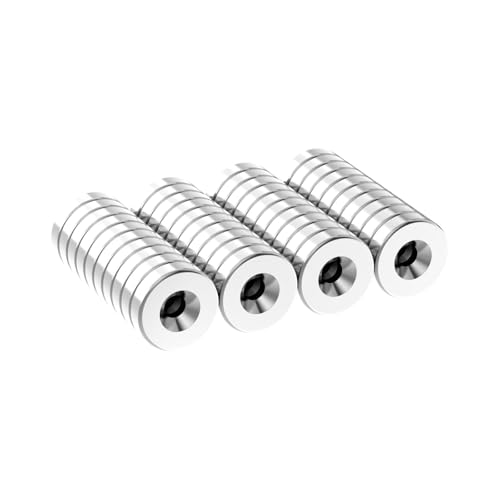 Strong 1/2 Inch N42 Countersunk Magnet - 1/2" D x 1/8" H - 40 Pack with #4 Screw Countersunk Hole, Super Powerful Neodymium Mounting Magnets for Tool, Craft and Cabinet, Rare Earth Ring Magnets - size: 1/2" D x 1/8" H - 40 Pack #4 screw hole
