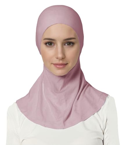 Lina & Lily Jersey Tie Back Hijab Underscarf with Neck Cover Full Coverage for Muslim Women - color: Dusty Rose