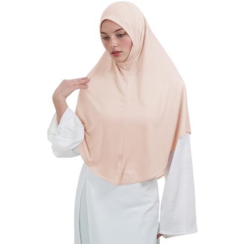 Instant Hijab for Women Muslim Stretchy Prayer Hijab Islamic Headscarf - color: Light Pink
